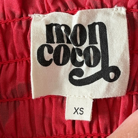 Mon Coco 100% Cotton Smocked Floral Mini dress  with Puffed Sleeves Extra Small - Picture 10 of 16